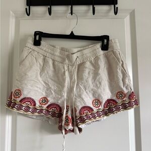 LOFT Embroidered Cream Women's Shorts